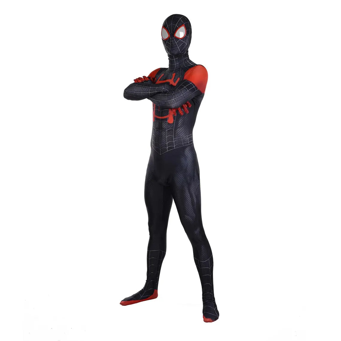 Black Miles Spider Costume: Full Bodysuit with Removable Mask