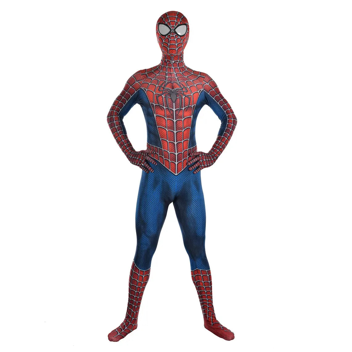 Blue Raimi Spider Web Warrior Bodysuit: Hero Cosplay Costume with Mask