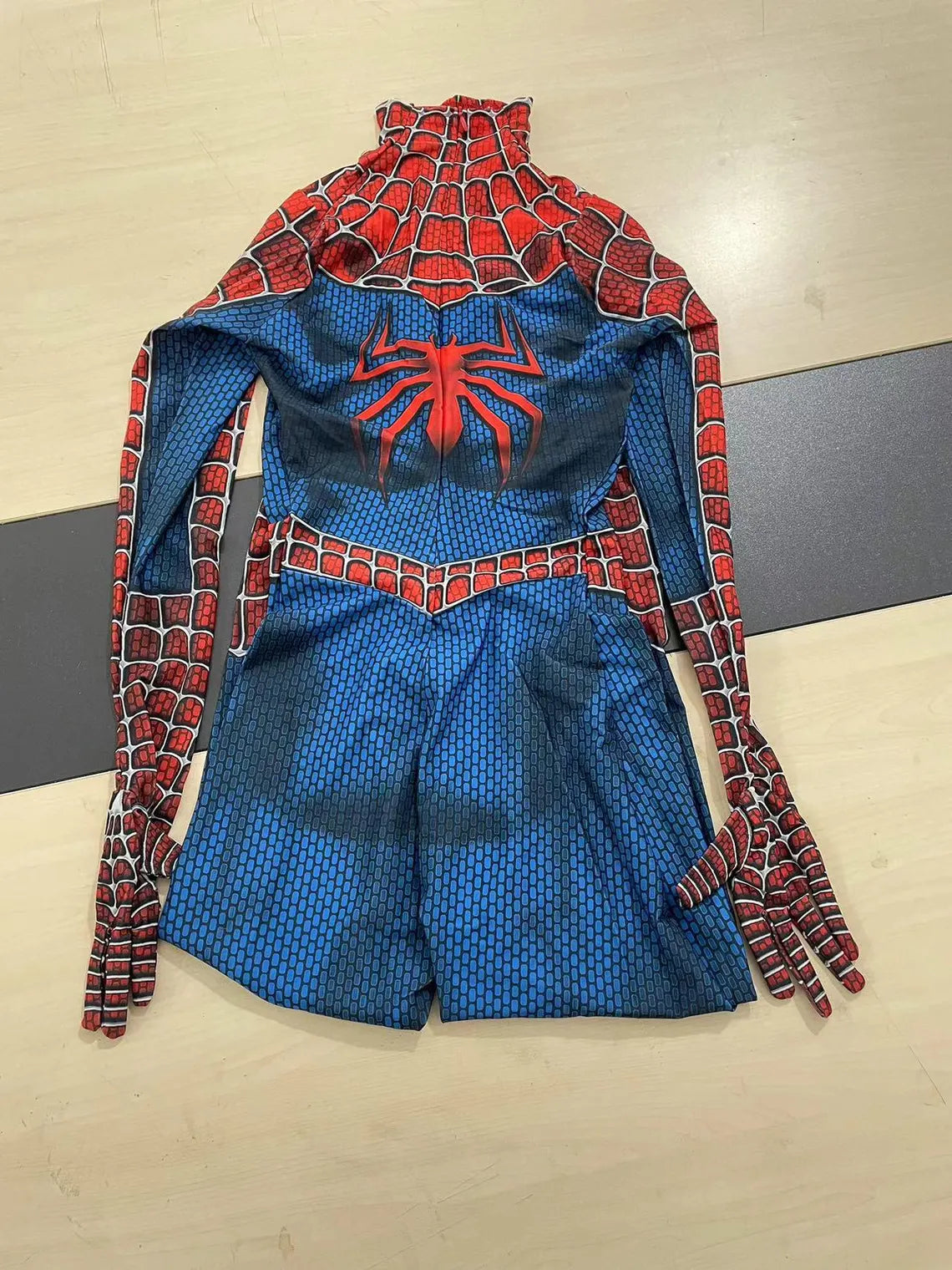 Blue Raimi Spider Web Warrior Bodysuit: Hero Cosplay Costume with Mask