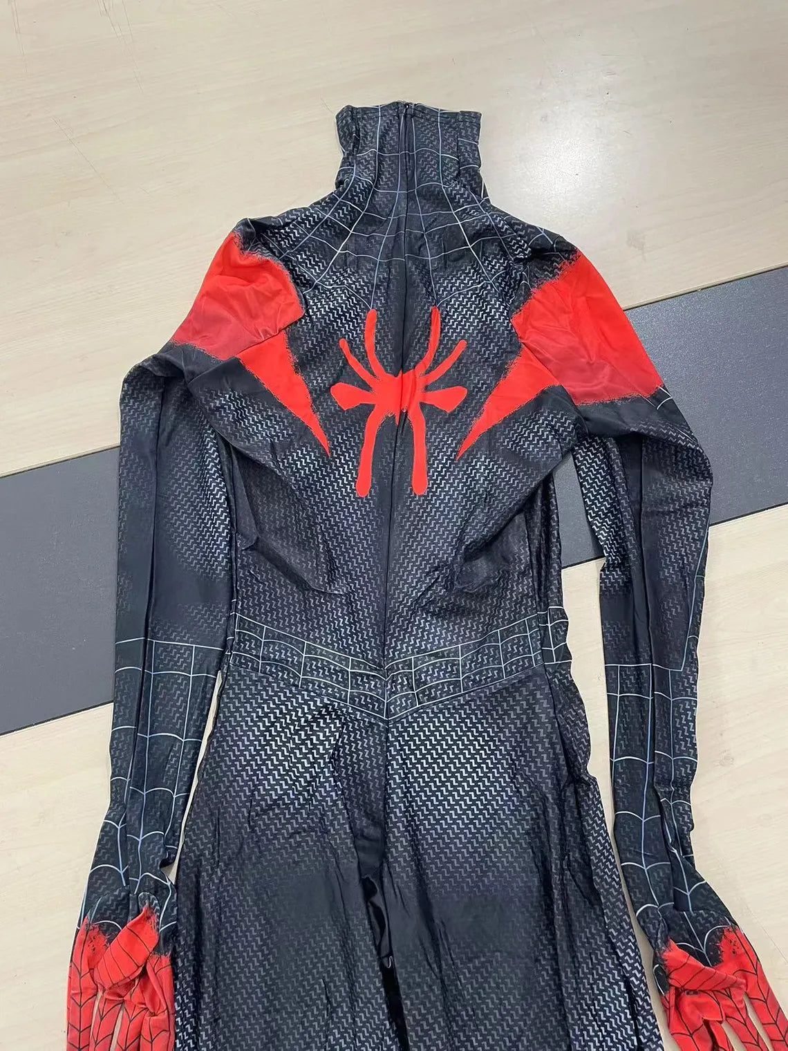 Black Miles Spider Costume: Full Bodysuit with Removable Mask