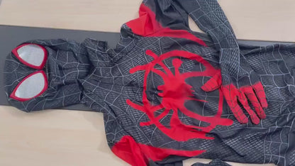 Black Miles Spider Costume: Full Bodysuit with Removable Mask